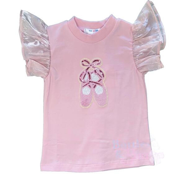 Lulu Bebe Lily Ballet Sequin Puff Sleeve Top Light Pink NWT size‎ 10 - Picture 1 of 5